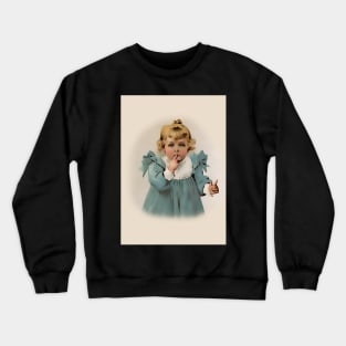 Little blonde girl asks for silence Crewneck Sweatshirt